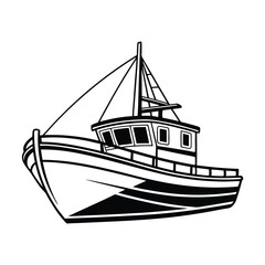 Fishing boat vector illustration.