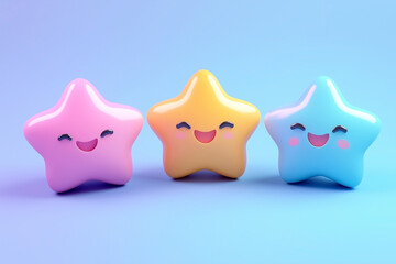 Three Smiling Cartoon Stars