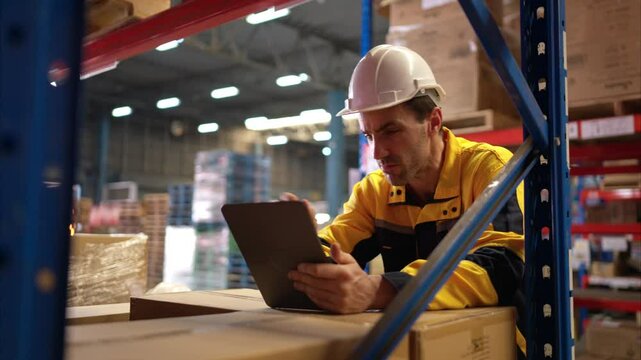 Warehouse workers are reviewing the list of items based on the documentation