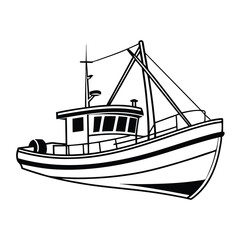 Fishing boat vector illustration.