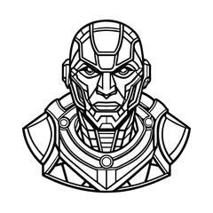 Cybernetic Portrait: A bold, stark image of a futuristic, mechanical figure, a study in precision and futuristic design, capturing the cold, powerful essence of a cyborg or advanced humanoid. 
