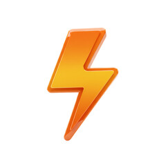 3D Rendered Orange And Yellow Lightning Bolt Arrow