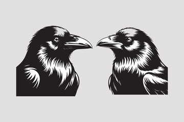 black bird Black and White Vector