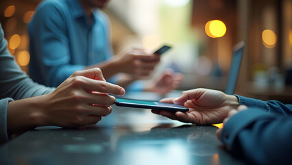 High quality transaction wallpaper showcasing users completing app based transactions simplified layout with generous negative space emphasizing rapid in app commerce seamless user flows and secure to