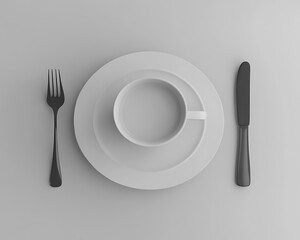Elegant minimalistic table setting prepared for a quiet dining experience