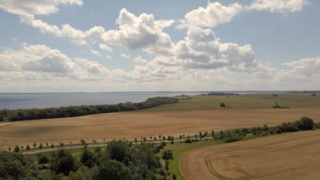 Aerial view of Kap Arkona region in the north of the German island R&uuml;gen, 4k footage