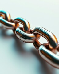Close up Detailed Shot of Interlocking Metallic Chain Links Strength Security and Connection Concept