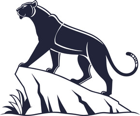 Silhouette Vector design of a Tiger Icon on white background