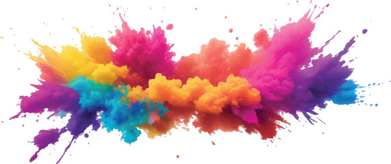 A Vibrant and Bold Watercolor Explosion Featuring Colorful Stains, Splashes, and Brush Strokes on a Clean, White Background, Showcasing a Modern and Abstract Artistic Style.
