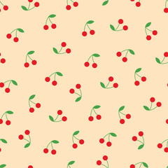 Seamless pattern with red cherries