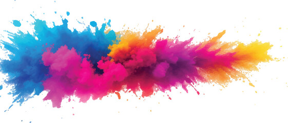 A Bright, Stunning Watercolor Painting of Abstract Stains and Splashes in Rich, Vibrant Colors, Enhanced by Bold Brush Strokes on a Pure White Background for a Contemporary Look.
