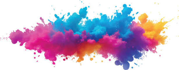 Dynamic and Expressive Watercolor Splash with Bright, Radiant Brush Streaks and Aquarelle Stains, Creating a Colorful and Lively Burst of Colors Against a Crisp White Canvas.
