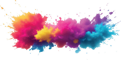 A Bright, Stunning Watercolor Painting of Abstract Stains and Splashes in Rich, Vibrant Colors, Enhanced by Bold Brush Strokes on a Pure White Background for a Contemporary Look.

