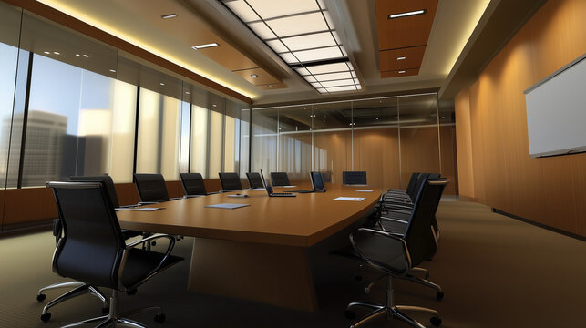 business conference room with chairs and table
