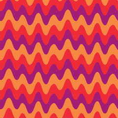 Retro psychedelic abstract waves pattern in orange, red and purple. For home décor, web background and wallpaper