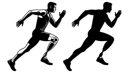 Runner with Prosthetic Leg Illustration.