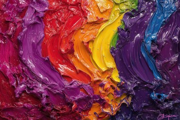Obraz premium Thick textured, vibrant colorful spectrum of paint