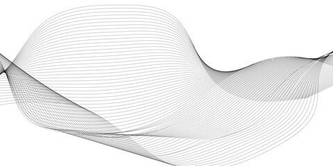 Fototapeta premium Wavy digital futuristic technology curve ocean lines on transparent background. Thin line wavy abstract vector background. Curve wave seamless pattern. Vector illustration.