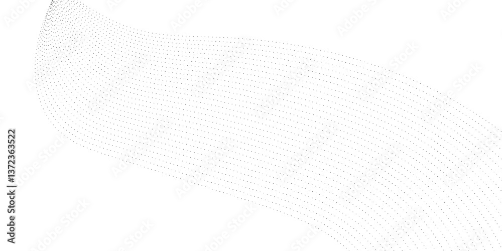 Poster abstract flowing dots particles wave curved lines on transparent background. black halftone gradient