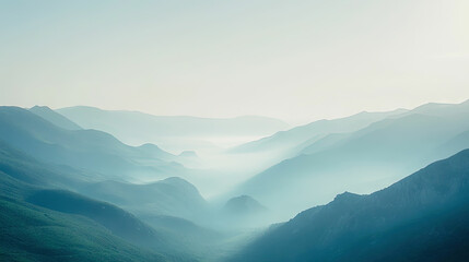 Fototapeta premium Aerial landscape view of misty mountain range scenic travel wallpaper