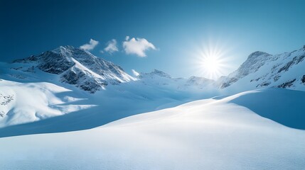 Majestic snowy mountain range showcasing high-altitude landscapes with stunning peaks draped in pristine snow cover