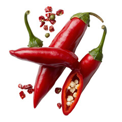 Vibrant red chili peppers spicy food ingredient cooking fresh chillies isolated transparent background