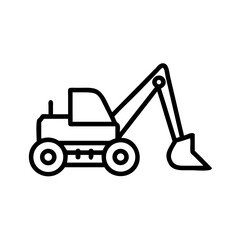 Naklejka premium Backhoe Loader Icon in Minimalist Style on Clear Background 