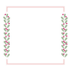 Peach Wreath Border Frame Decorated With Pink And Green Floral Leaves