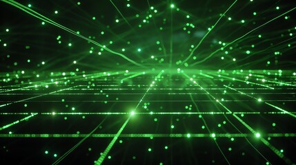 Obraz premium 3D rendering of a circuit board with glowing green lights.
