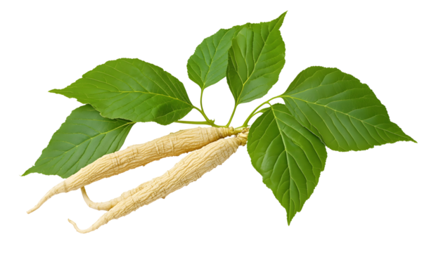 Ginseng and eleutherococcus trifoliatus leaf , clipping path  -  