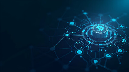 Obraz premium High resolution fintech themed layout illustrating automated trustless protocols powering decentralized finance wide negative space for brand or text spotlighting blockchain infrastructures transparen