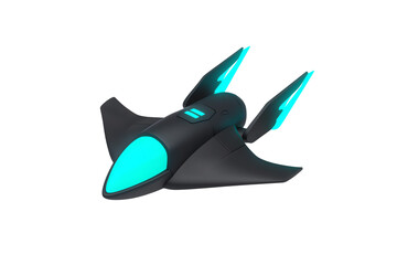 A sleek, futuristic aircraft design featuring glowing accents and sharp angles.