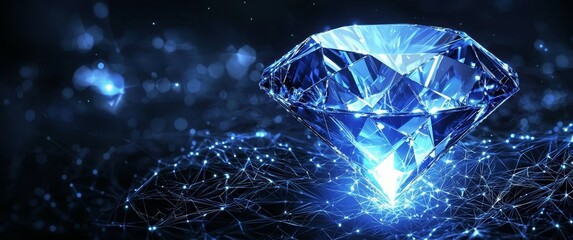 Obraz premium The interplay of light and shape in a blue diamond-themed digital composition.
