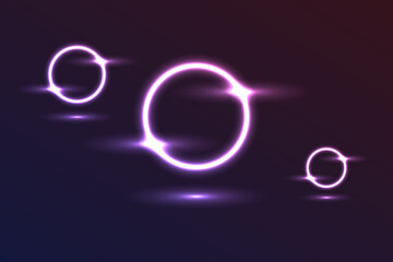 Neon magic circle. Futuristic light circle and circle. Light frame. Vector. Magic portal.
