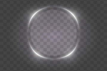 Neon magic circle. Futuristic light circle and circle. Light frame. Vector. Magic portal.