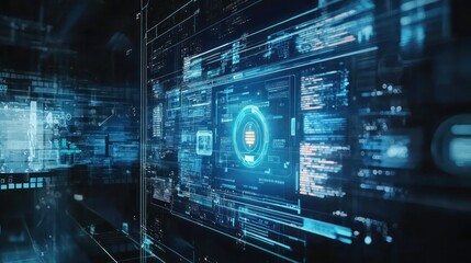 Fototapeta premium A smart door integrating with a home automation system on a large screen.