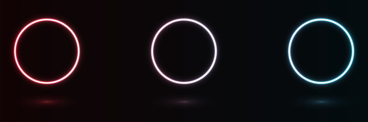 Neon magic circle. Futuristic light circle and circle. Light frame. Vector. Magic portal.