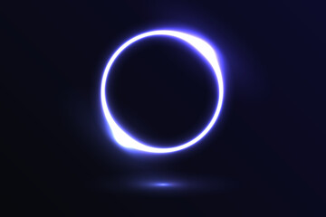 Neon magic circle. Futuristic light circle and circle. Light frame. Vector. Magic portal.