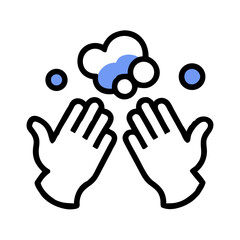Obraz premium Soapy hands with bubbles icon on white background