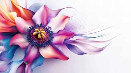 Obraz premium Digital flower artwork showcases a vibrant palette with smooth color gradients against a light background.