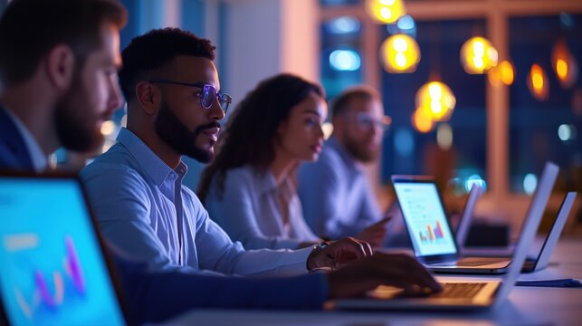 Diverse Business Team Brainstorming in Vibrant Meeting Room