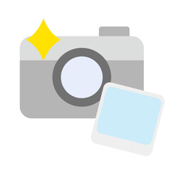 カメラと写真のアイコン：思い出を記録するベクター素材 - Camera and Photo Icon: Vector Material for Recording Memories