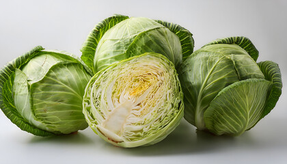 Fresh Green Cabbages Trio