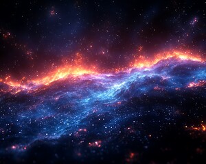 Fototapeta premium Cosmic Nebula with fiery space clouds.