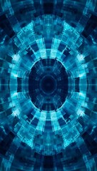 Tech inspired geometric zoom background in navy blue and teal for virtual meetings and digital art