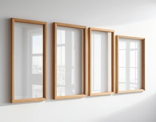 Fototapeta premium Empty Wooden Frames on White Wall