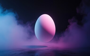 Pixelated Egg in Neon Pink and Blue Smoke