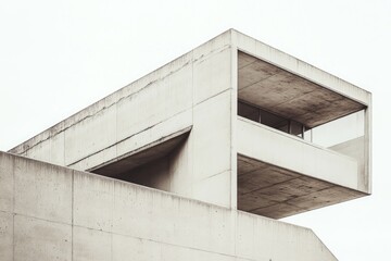 Fototapeta premium A striking white concrete structure exemplifying the bold and raw aesthetics of Brutalist architecture.