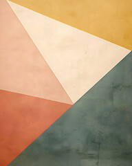 Modern abstract geometric wall art, bold and soft color blocks, pastel and earthy tones, minimalist yet aesthetic.