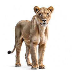 Obraz premium Majestic Lioness on White Background